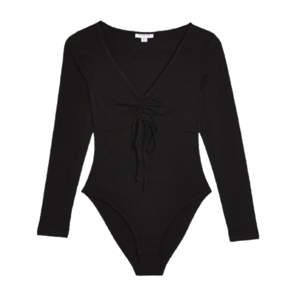 Topshop Cutout Ruched Bodysuit Women's Size 4 - Picture 1 of 13